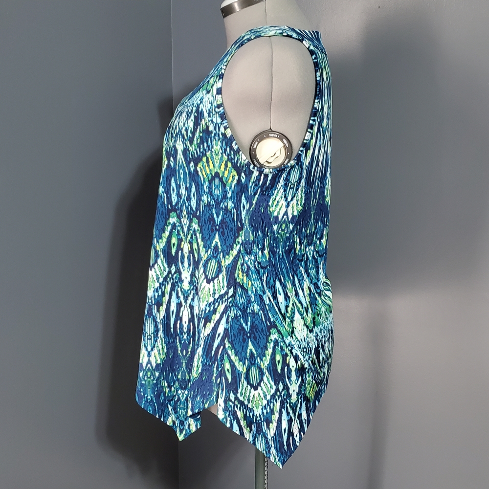 New Directions Vibrant Blue and Green Women's Wicking Tank Top Size M - Picture 2 of 5